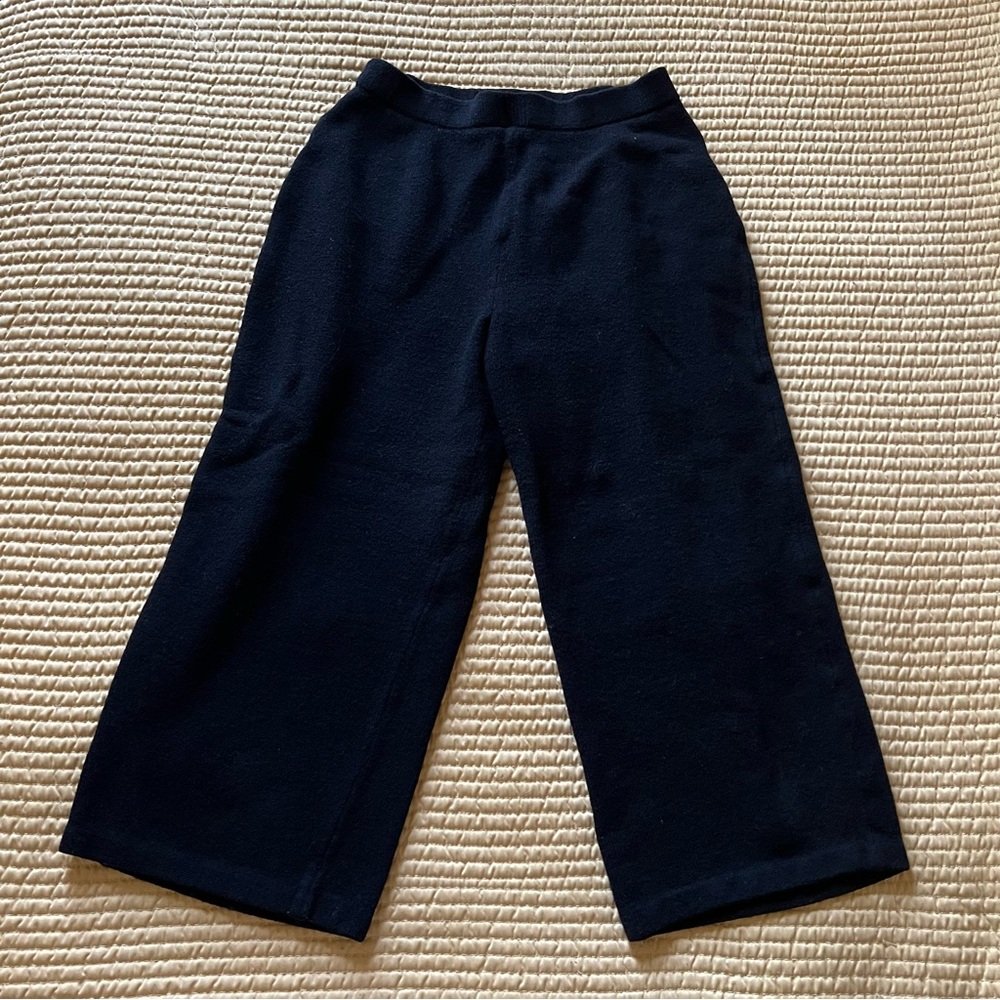 St John Knit Cropped Elastic Waist Black Pants